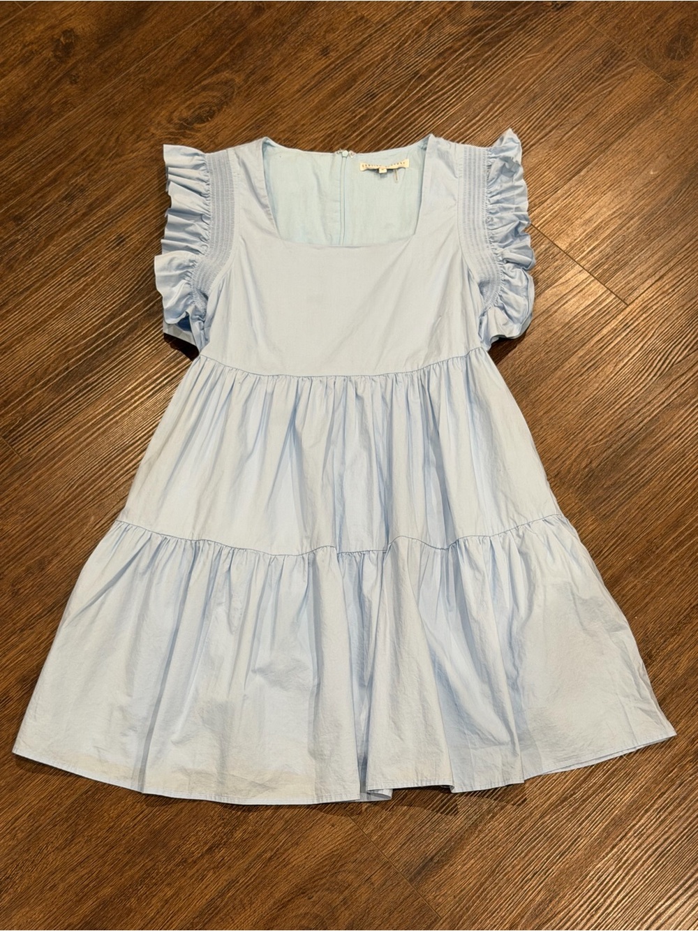 English Factory Light Blue Ruffle Sleeve Tiered Dress
